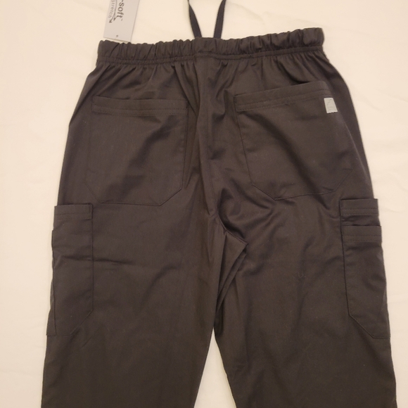Butter-Soft STRETCH black 9 Pocket Drawstring Scrub Pants size XXS - Picture 4 of 4